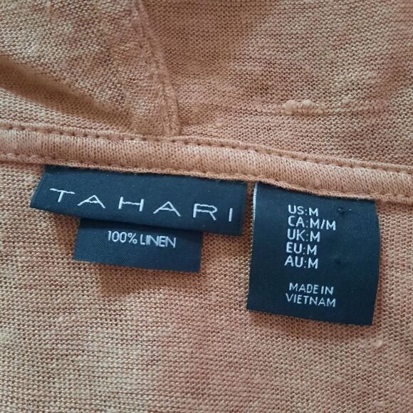 Tahari 100% Linen Hooded Cardigan Sweater - Picture 2 of 4